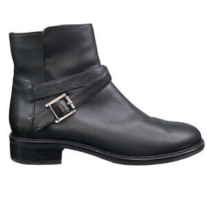 Aquatalia Women's Bree Black Leather Moto Ankle Boot Size US 11